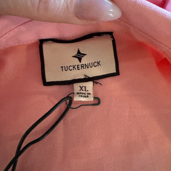 TUCKERNUCK Crepe Callahan Shirt Dress in Peach Size XL NWT - Picture 12 of 14
